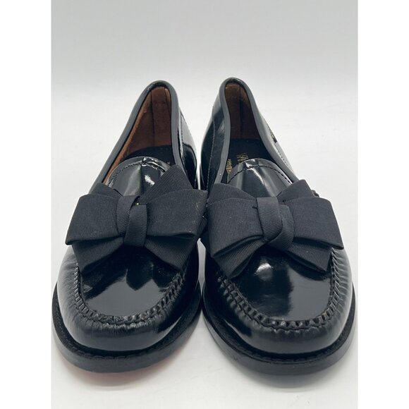 G.H. Bass Womens Weejuns Black Patent Leather Loafers With Grosgrain Bows Size 6 - Picture 2 of 9
